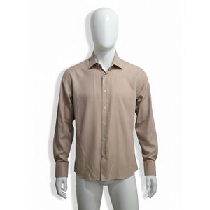 NEW GEN Men's XL Dress Shirt Tan Beige Textured Long Sleeve 17-17.5 35/36